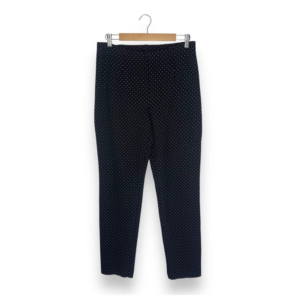 J. Jill Women's Slim Leg Ponte Knit Pants Size MT Black Polka Dot Stretch Pant - Picture 2 of 9